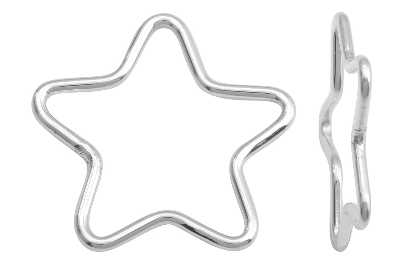 4 Pcs 15 mm Sterling Silver Wire Star Charms